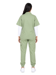 Curawear Elite Women's Polo V Neck Scrub Set - Sage Green