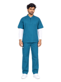 Curawear Pro Men's Mandarin Collar Scrub Set - Ocean Blue