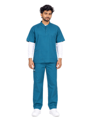 Curawear Pro Men's Mandarin Collar Scrub Set - Ocean Blue