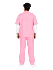 Curawear Pro Men's Mandarin Collar Scrub Set - Pink
