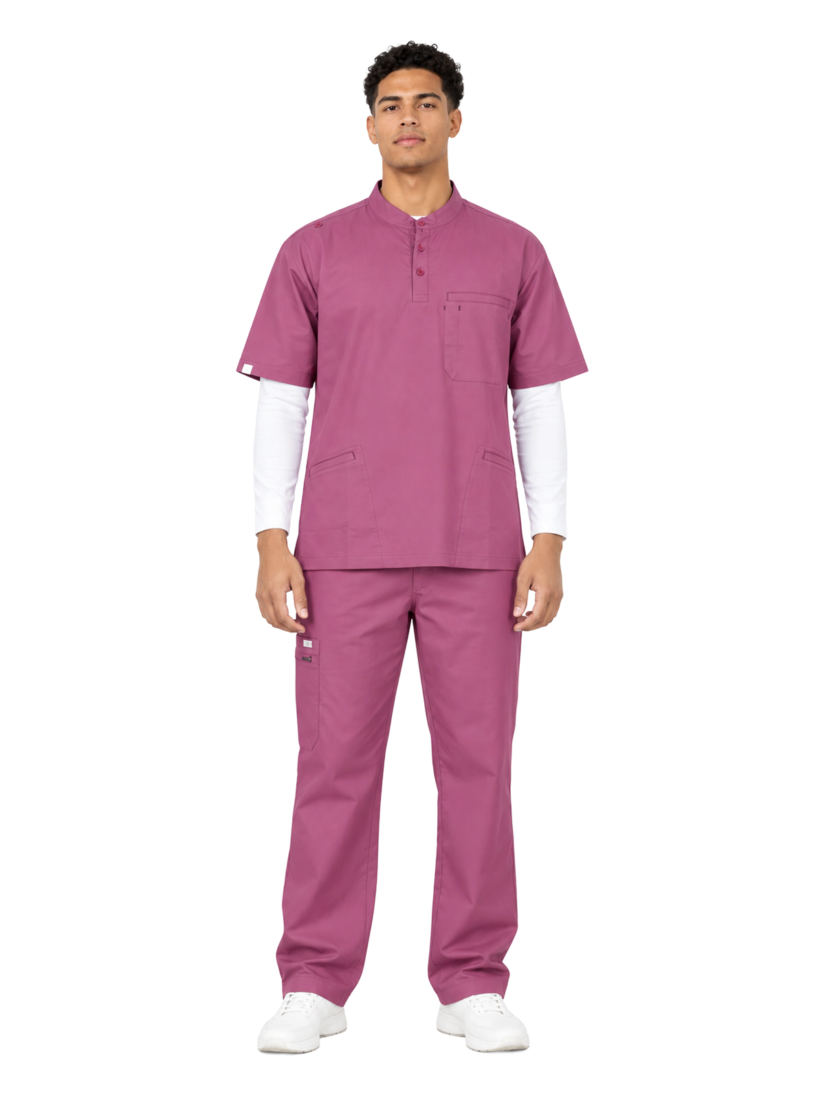 Curawear Pro Men's Mandarin Collar Scrub Set - Purple