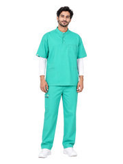 Curawear Pro Men's Mandarin Collar Scrub Set - Sea Green