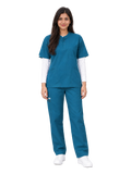 Curawear Pro Women's Mandarin Collar Scrub Set - Ocean Blue