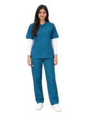 Curawear Pro Women's Mandarin Collar Scrub Set - Ocean Blue