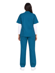 Curawear Pro Women's Mandarin Collar Scrub Set - Ocean Blue