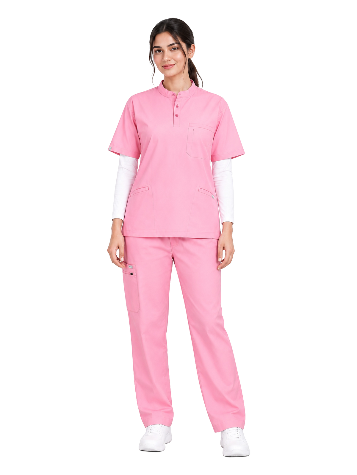 Curawear Pro Women's Mandarin Collar Scrub Set - Pink