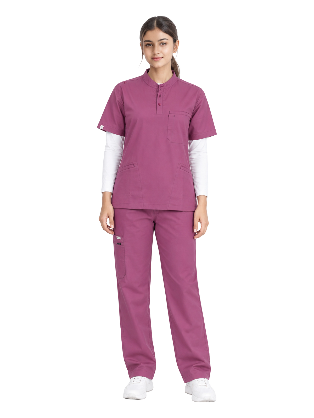 Curawear Pro Women's Mandarin Collar Scrub Set - Purple
