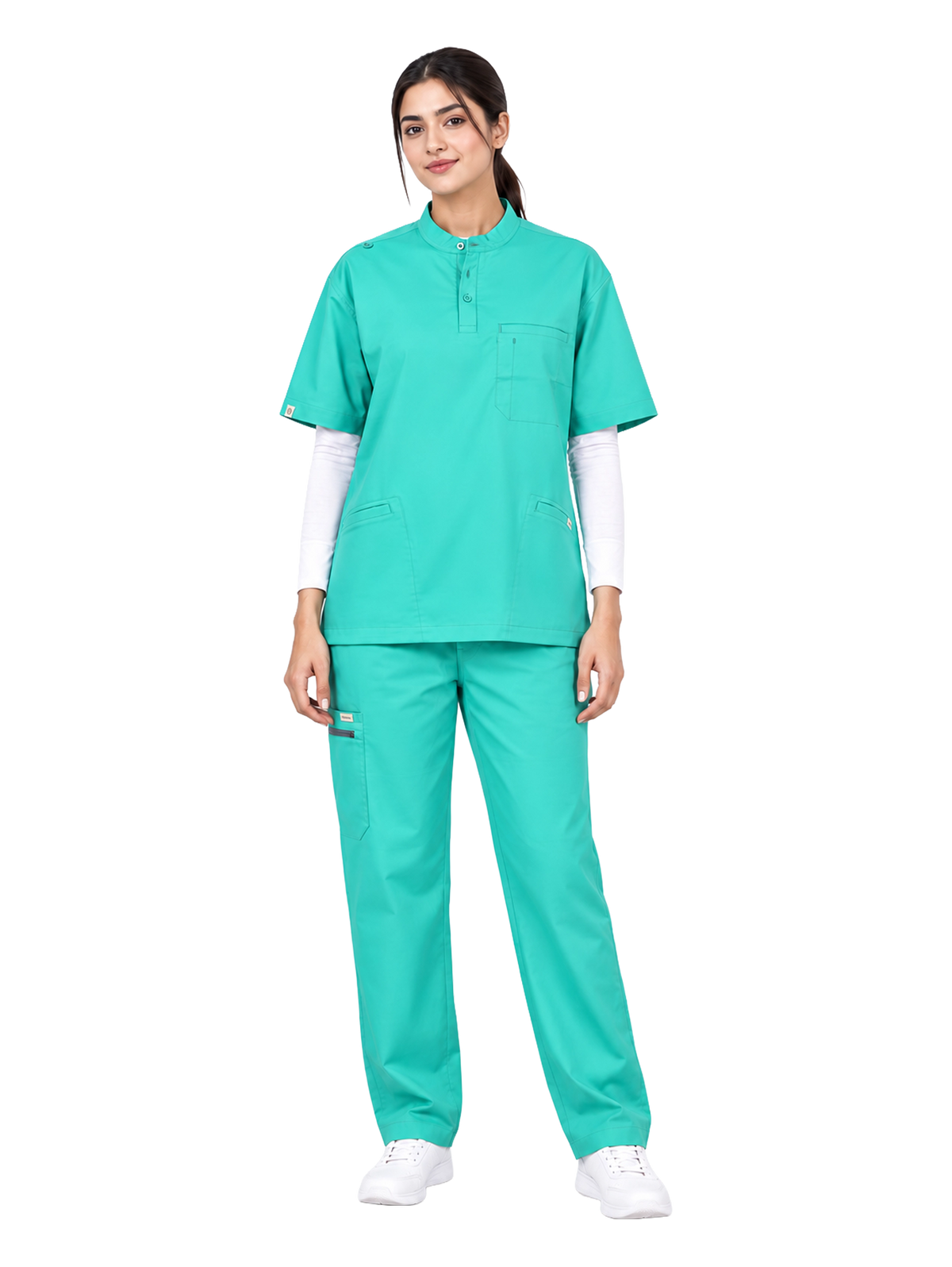 Curawear Pro Women's Mandarin Collar Scrub Set - Sea Green